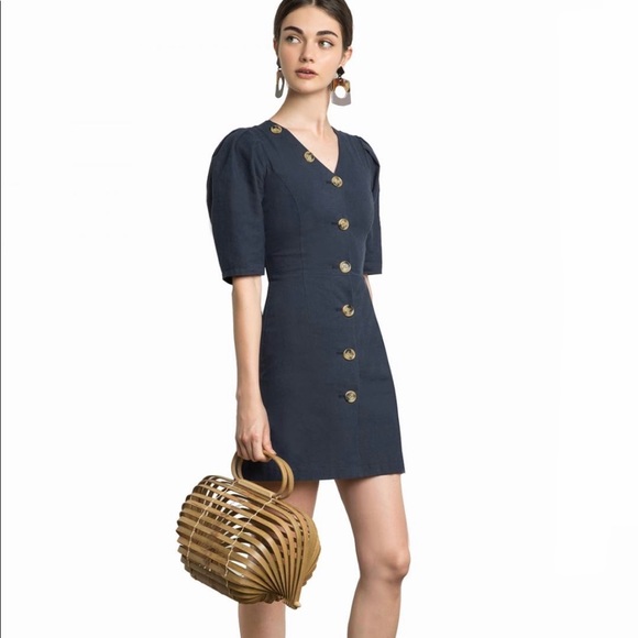 Pixie Market Dresses & Skirts - Pixie Market Luna Button V Linen Dress Size S